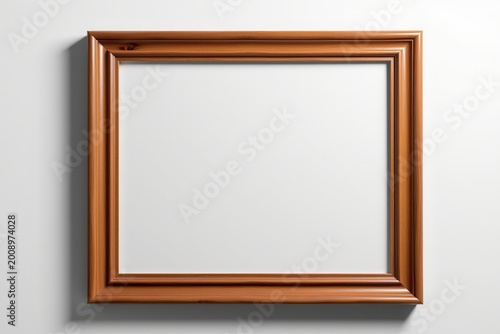 Classic wooden picture frame with rich brown texture and elegant beveled edges, isolated on light background, ideal for artwork, mockups, and interior design.
