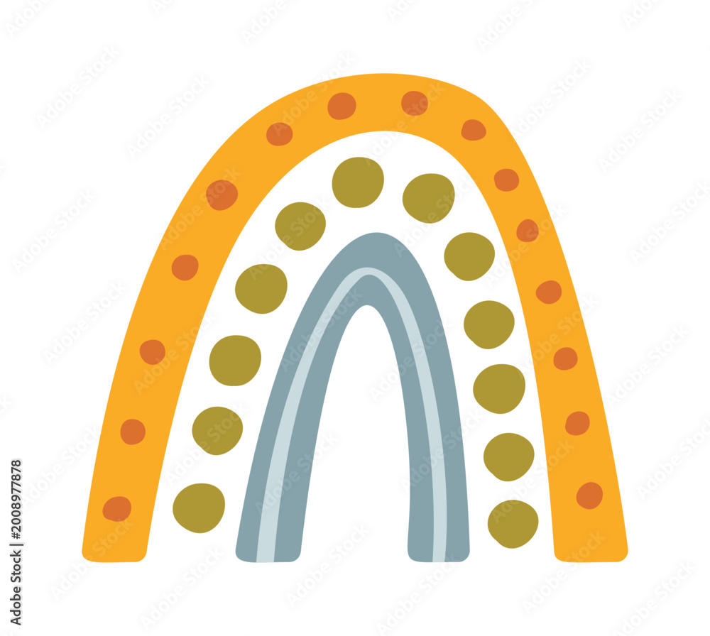 Naklejka premium Rainbow Arch With Dots Boho Cartoon