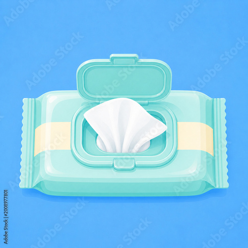 Wet wipes packaging cartoon illustration isolated on a background