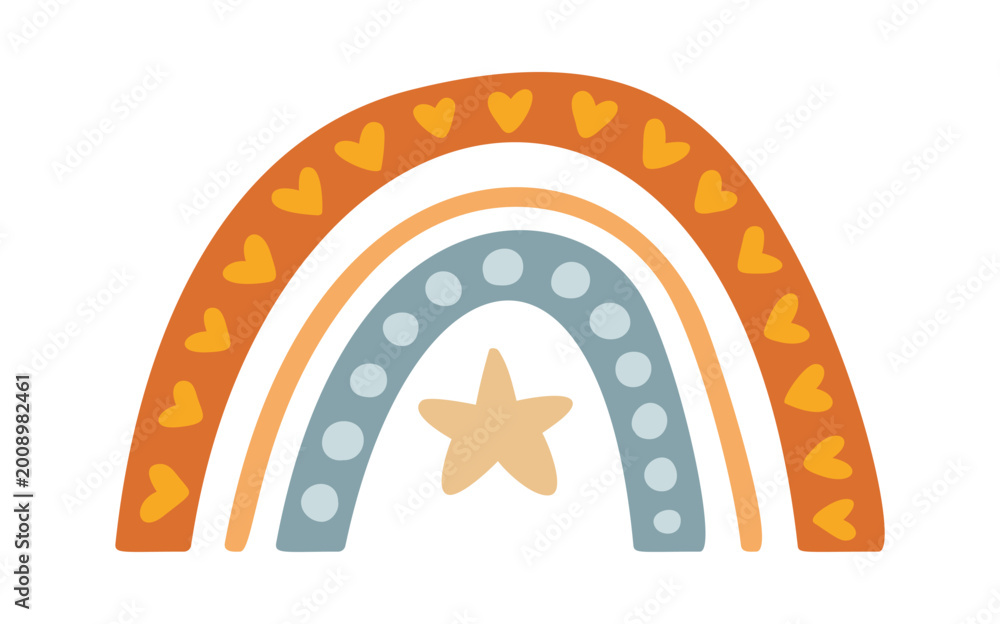 Fototapeta premium Rainbow With Hearts And Star Cartoon