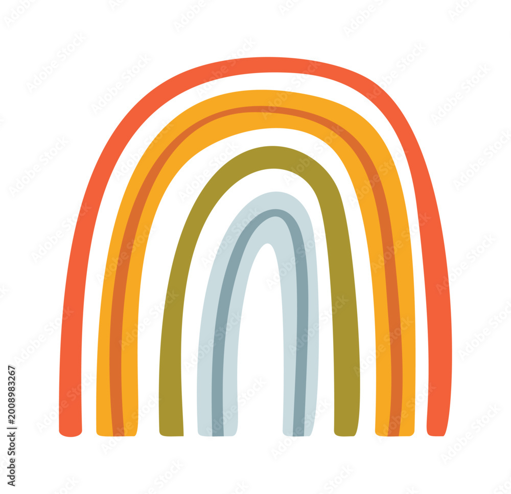 Fototapeta premium Rainbow Arch Curved Stripes Boho Line Art