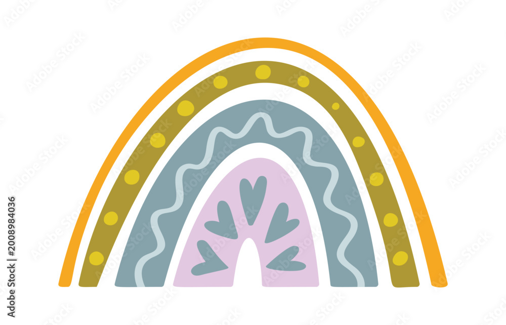 Obraz premium Rainbow Boho Arch With Dots Cartoon