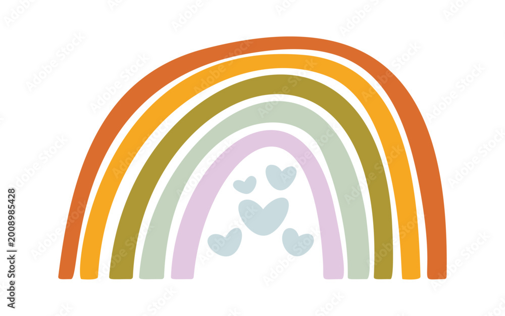 Obraz premium Rainbow Arch With Hearts Boho Cartoon