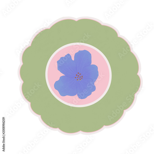 png illustration of a set of flowers element green and pink