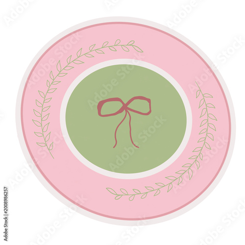 greeting card with bow sticker pink and green png
