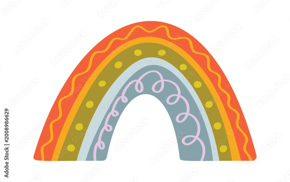 Naklejka premium Rainbow Arch Boho Decorative Pattern Cartoon