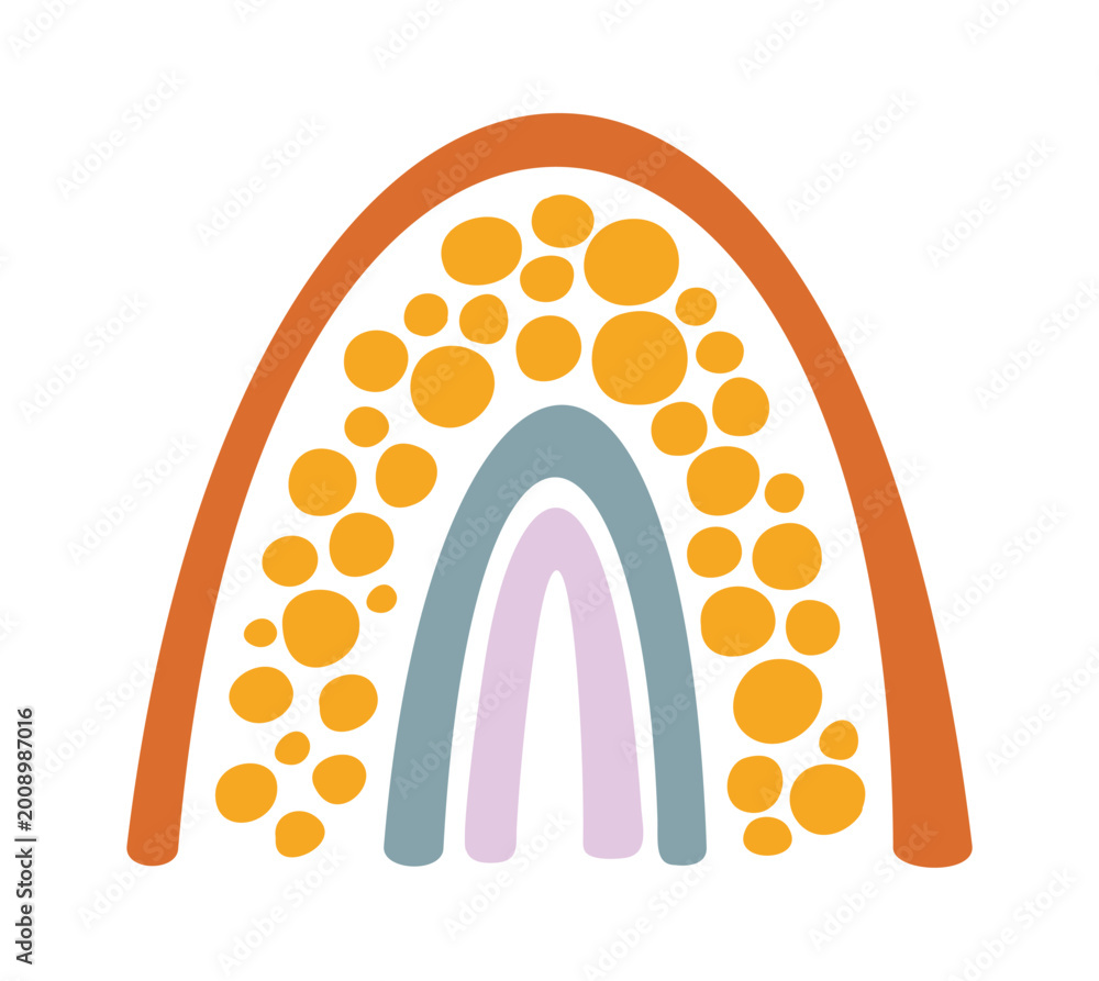 Obraz premium Rainbow Arch With Dots Boho Cartoon