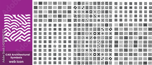 Fotografi CAD Architectural Symbols and Hatch Pattern Collection Seamless Material Texture