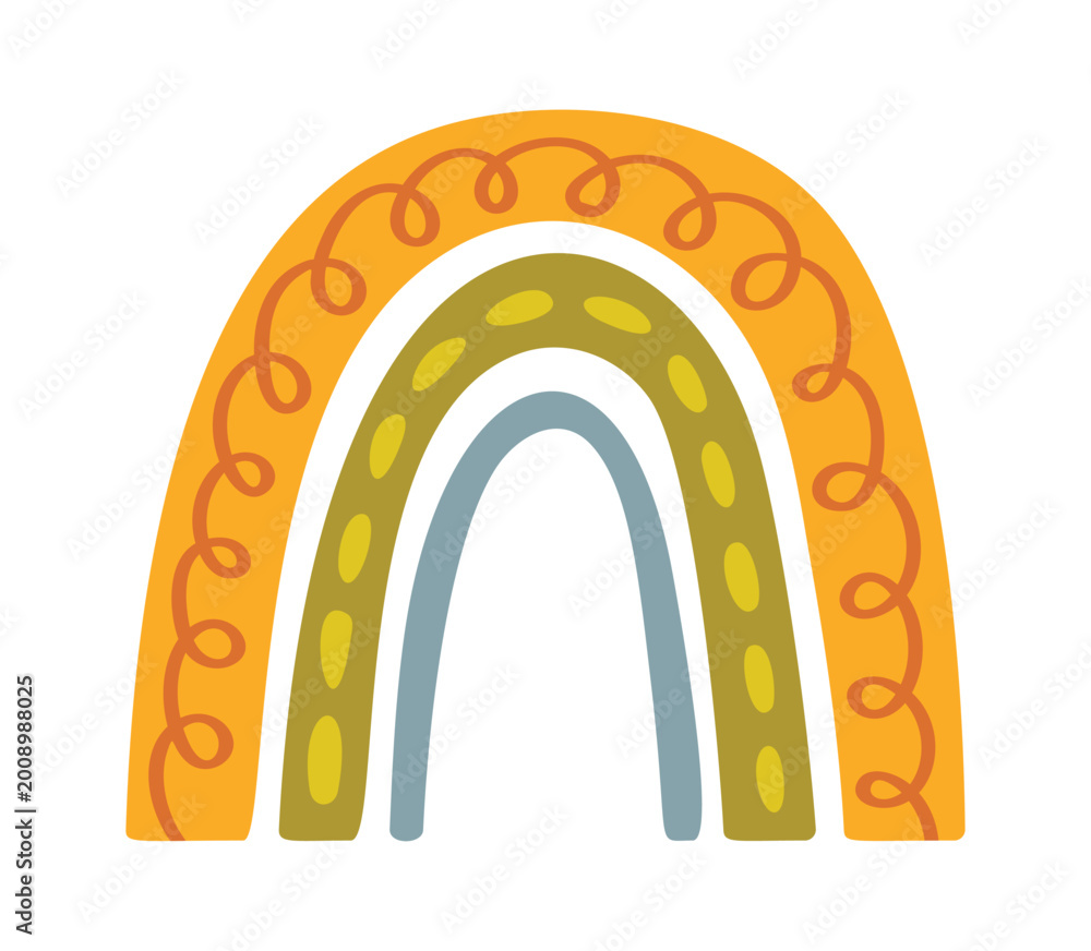Obraz premium Rainbow Arch Doodle Boho Cartoon