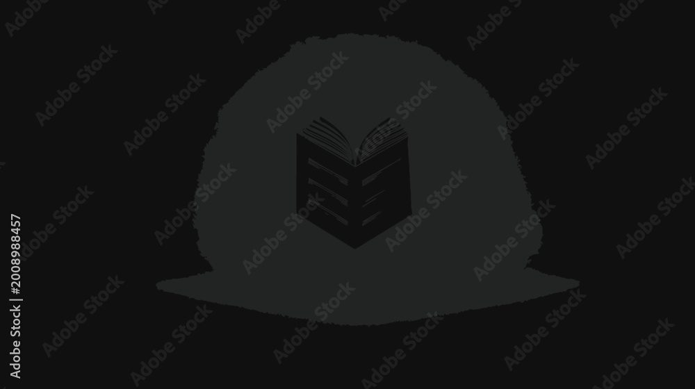 Naklejka premium Abstract silhouette of a head with an open book icon, symbolizing knowledge, learning, education, and wisdom.