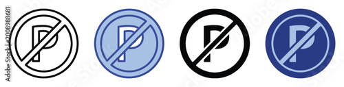 Free Download No parking sign collection with various styles indicating restricted vehicle stopping areas for traffic laws - GFXLoad