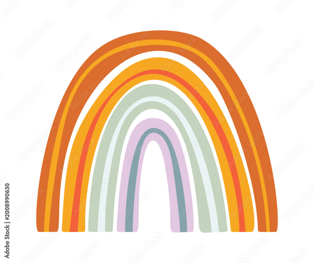 Obraz premium Rainbow Arch Boho Curved Stripes Cartoon