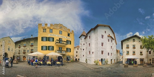 Town square of Glurns, Glorenza, South Tyrol, Trentino-Alto Adige, Italy