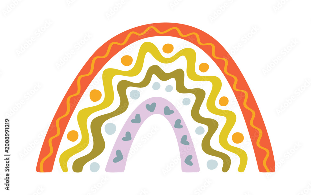 Fototapeta premium Rainbow Arches With Dots And Hearts Cartoon