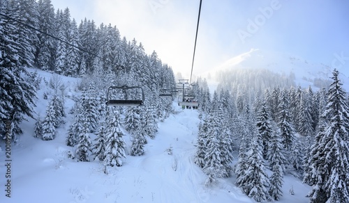 Kälbersalven lift, chair lift in the SkiWelt ski area Wilder Kaiser Brixental, Brixen im Thale, Tyrol, Austria