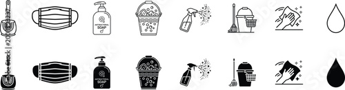 Collection of ancient artifact silhouettes tools weapons and decorative objects in black and white