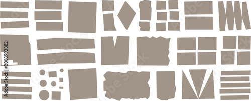 Εκτύπωση καμβά Collection of paper cut shapes rectangles and strips texture elements set beige
