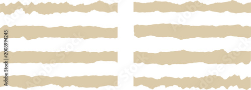 Canvastavla Set of torn paper strips horizontal texture elements in beige color rough edges
