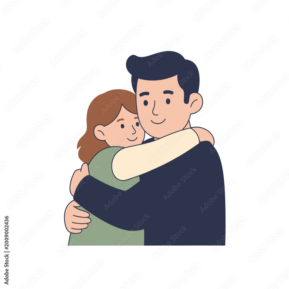 Obraz premium Father and Daughter Hugging Illustration for Father’s Day Card Design