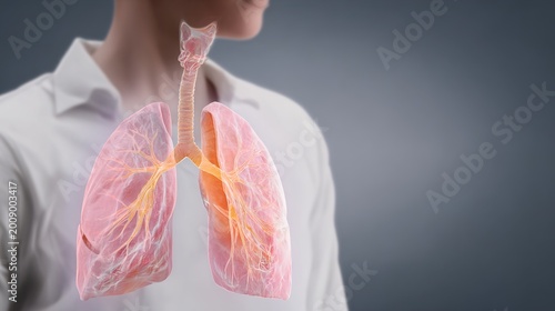 Bronchitis respiratory disease medical concept, inflammation of bronchial tubes, acute and chronic bronchitis symptoms, cough phlegm breathing difficulty, human respiratory system anatomy healthcare