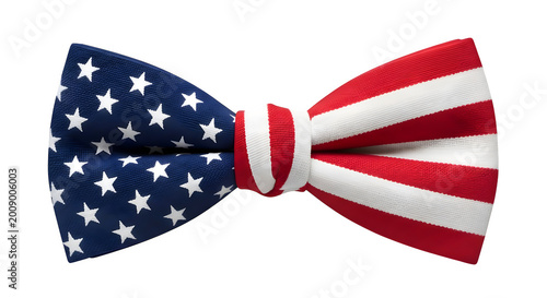 Patriotic 4th of july bow tie american flag design isolated on transparent background