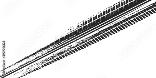 Bild auf Leinwand Grunge tire track, wheel braking marks