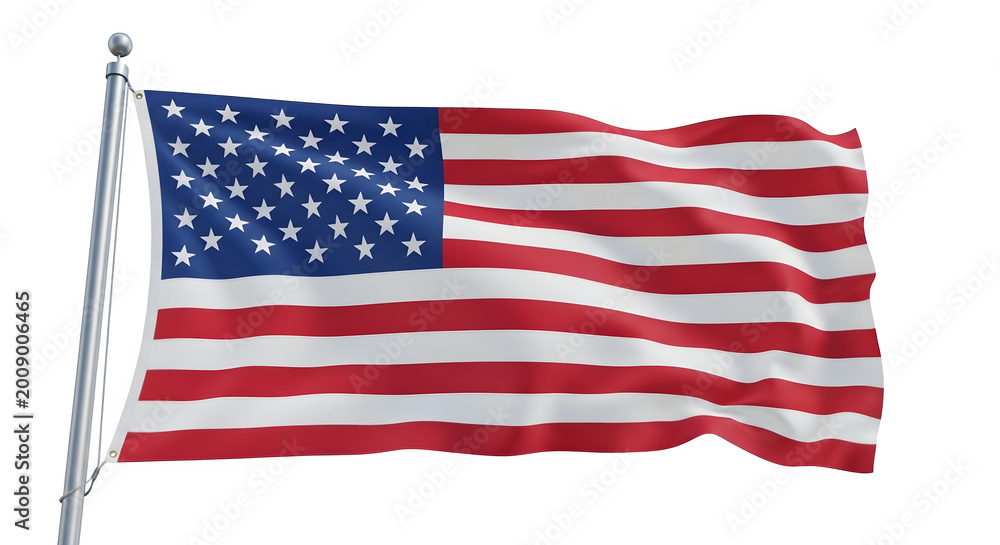 Obraz premium American flag waving patriotic 4th of july symbol isolated on transparent background