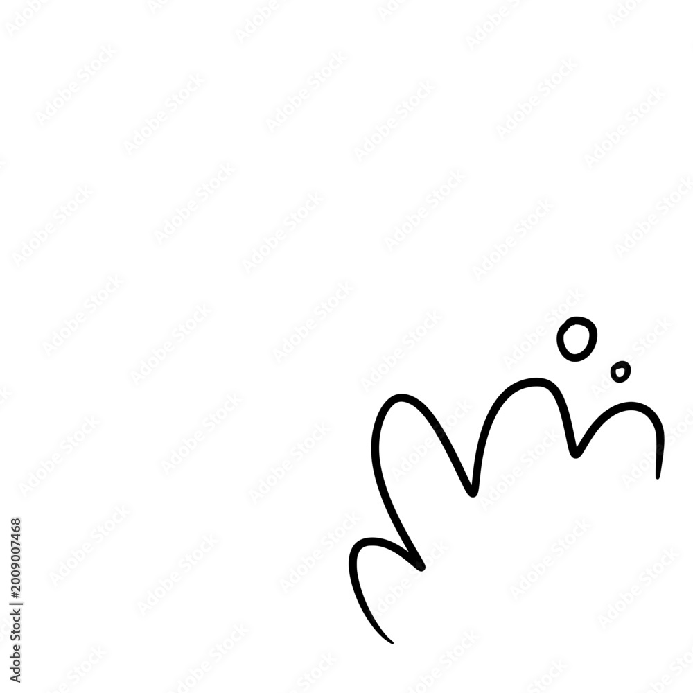 Naklejka premium Hand Drawn Cursive Calligraphy Doodle with Dots Abstract Element