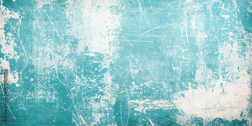 Quadro em tela A vintage blue grunge texture featuring a rough paint surface with a winter ice pattern and old paper design for a snowy Christmas backdrop