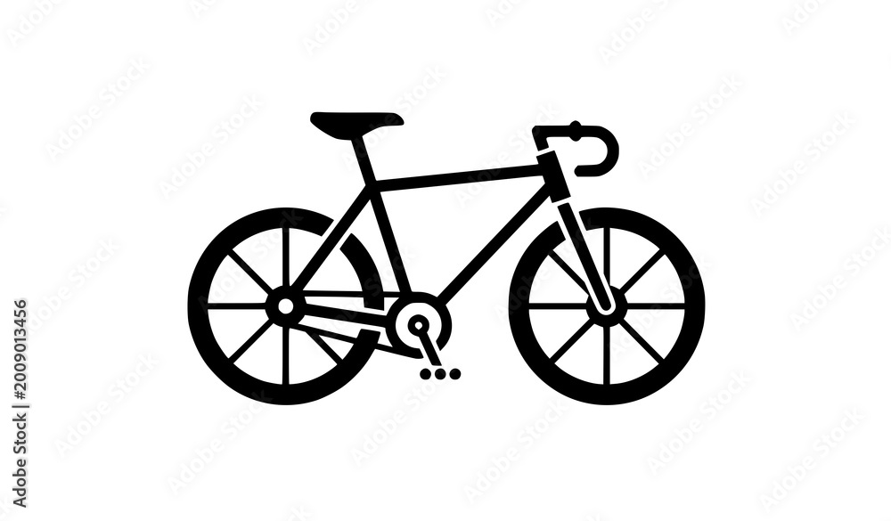 Fototapeta premium Bicycle silhouette logo side view vector illustration isolated on white background