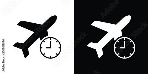 Quadro su tela Professional airplane icon with a clock symbol