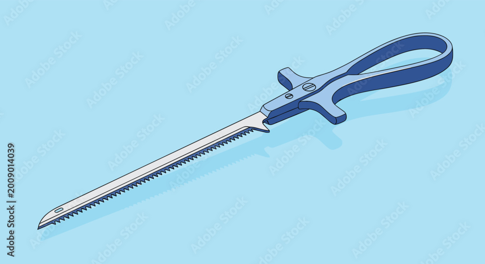 Obraz premium Professional surgical bone saw with a serrated blade and handle used in orthopedic medical procedures and healthcare operations.