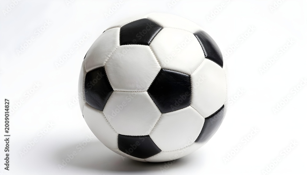 Naklejka premium Classic black and white soccer ball centered on a clean white background