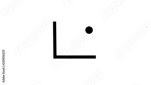 Minimalist L-shape and dot graphic element on a transparent animation background, ideal for modern design projects and branding visuals