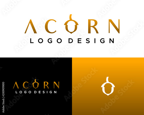 Letter O wordmark Acorn Logo Design