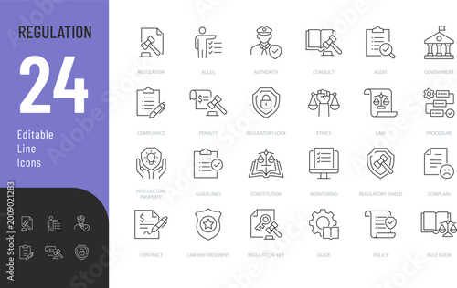 Quadro em tela Regulation Line Editable Icons set