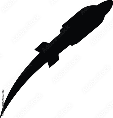 Canvastavla Silhouette vector of a ballistic missile flying through the air design