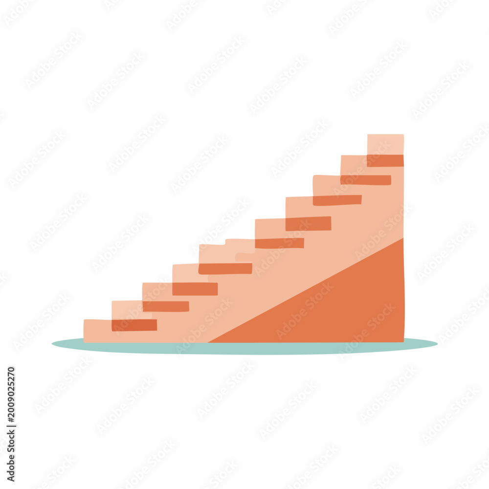 Obraz premium Minimalist flat illustration of a stone staircase leading upward