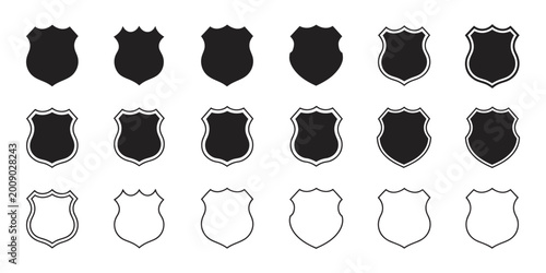 Cuadro en lienzo Shield icon vector collection on white background, security badge police emblem heraldic symbol set for protection branding and official insignia design