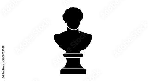 Foto Black silhouette bust, classic sculpture icon, minimalist art, vector illustrati
