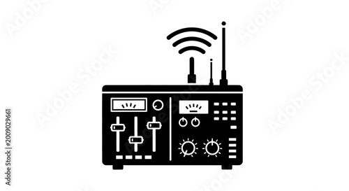 Schilderij op canvas Radio transmitter, wireless communication device, audio broadcasting equipment,