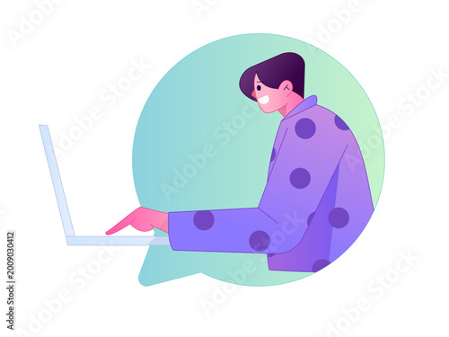 Flat vector illustration of business people operating work scene
