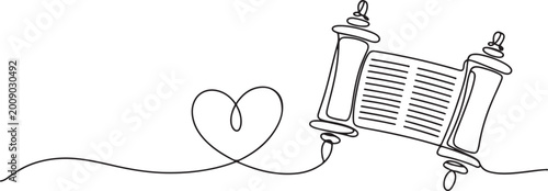 Obraz na plátně Torah scroll and heart