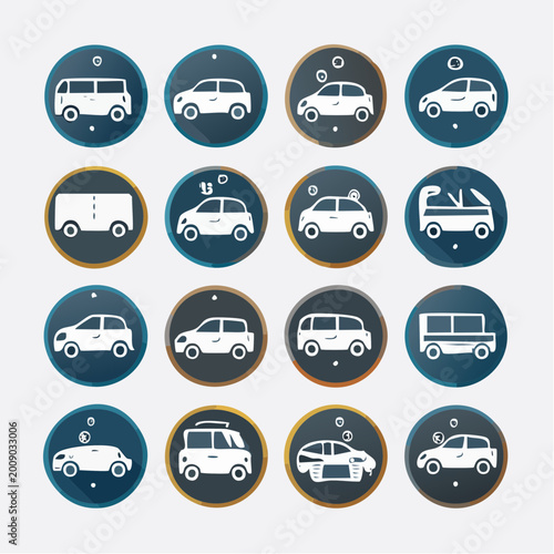 Autonomous Vehicles and Navigation Inverted Circle Icons