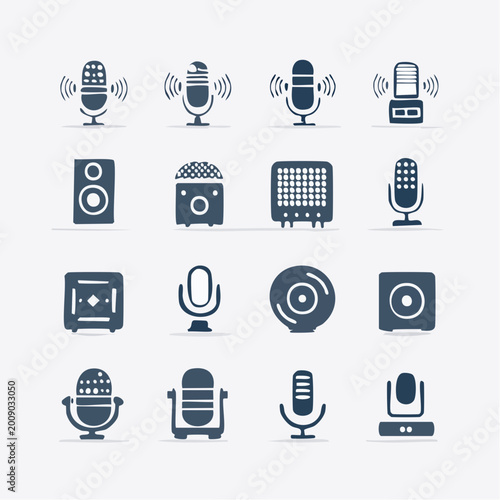 AI Voice Assistant and Smart Audio Solid Glyph Icons