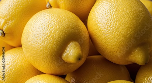 Multiple ripe yellow lemons arranged together creating a bright citrus food pattern