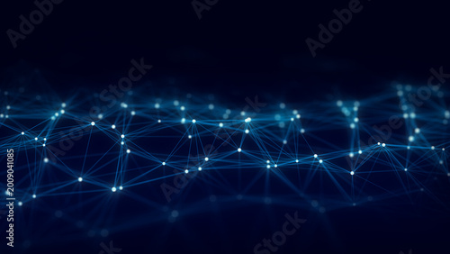 Photography Abstract blue network background on dark