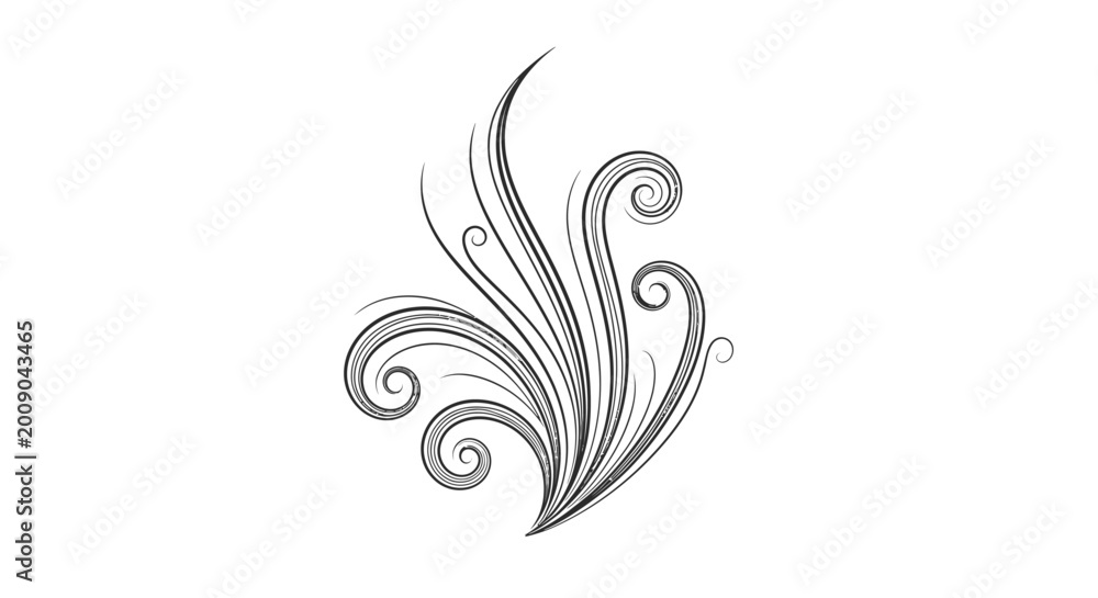Fototapeta premium Elegant vector swirl design on white decorative element for various uses