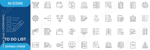 Tableau sur toile To do list line editable icon set