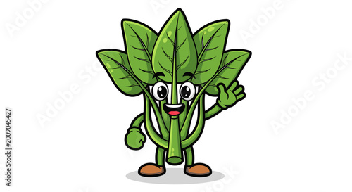 Cartoon spinach character illustration fresh green leaves healthy food
